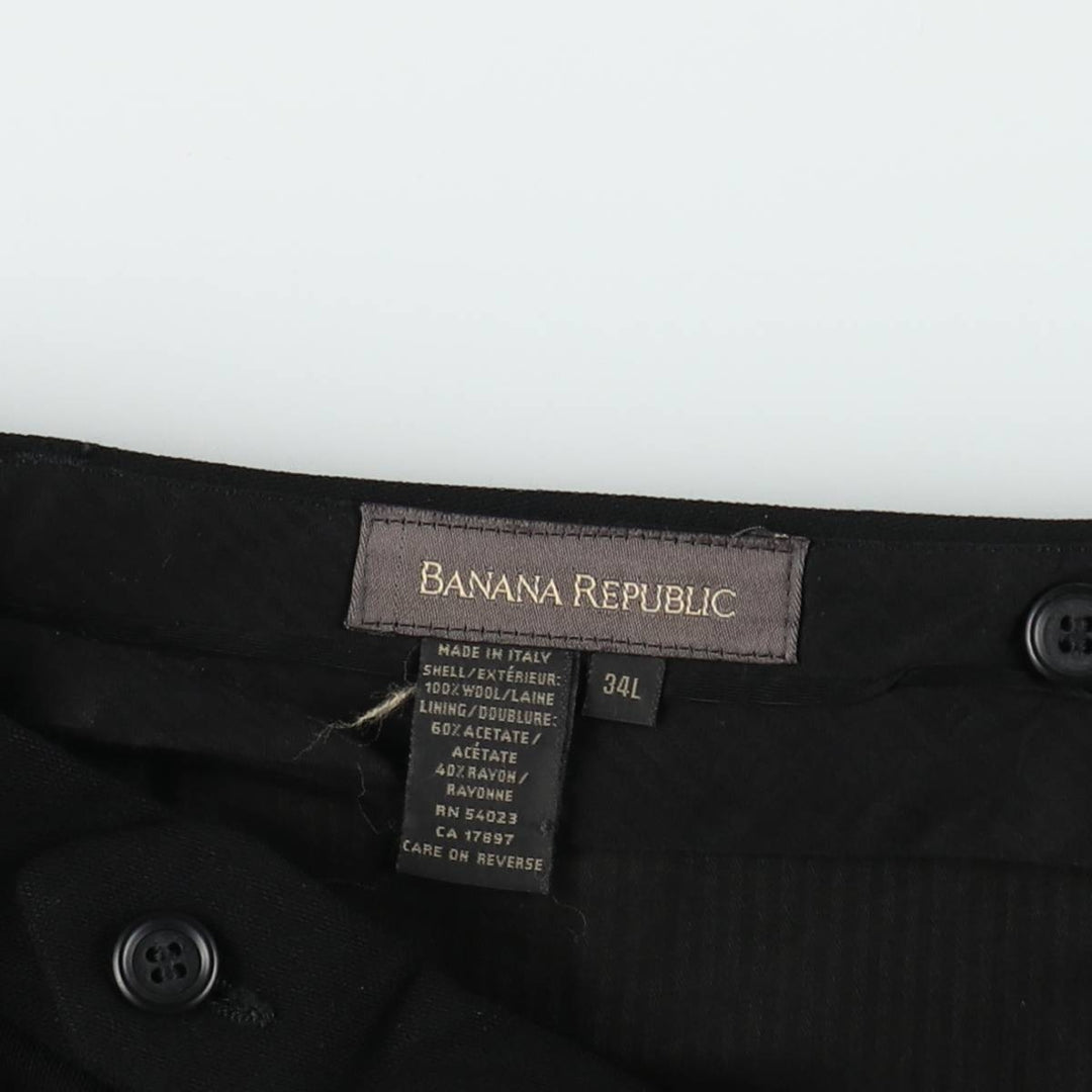 2000'S Banana Republic two-pleat wool trousers/slacks, made in Italy, men's size W34 (approx.) wool black type Vintage Second Hand