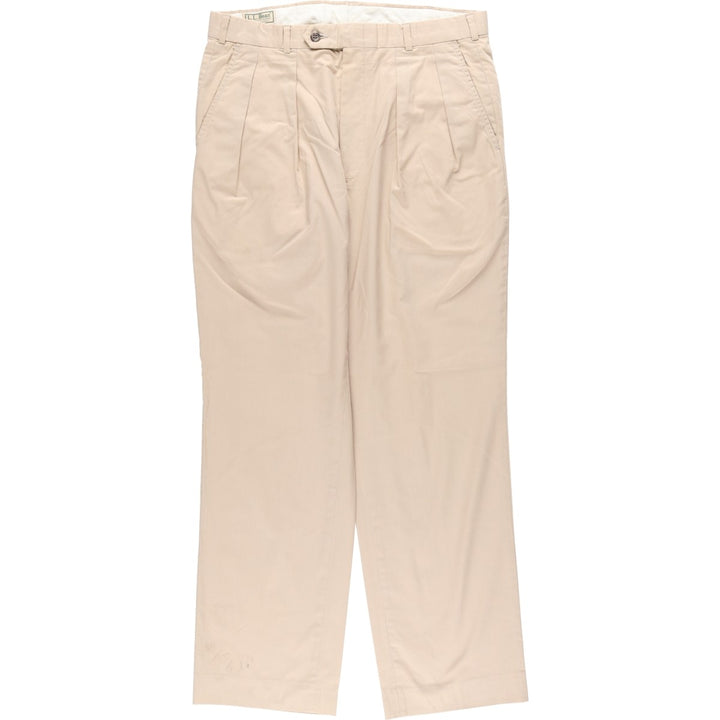 Vintage 80s-90'S LL Bean two-pleat cotton slacks, made in the USA, men's size W33 (approx.). cotton Beige type Vintage Second Hand