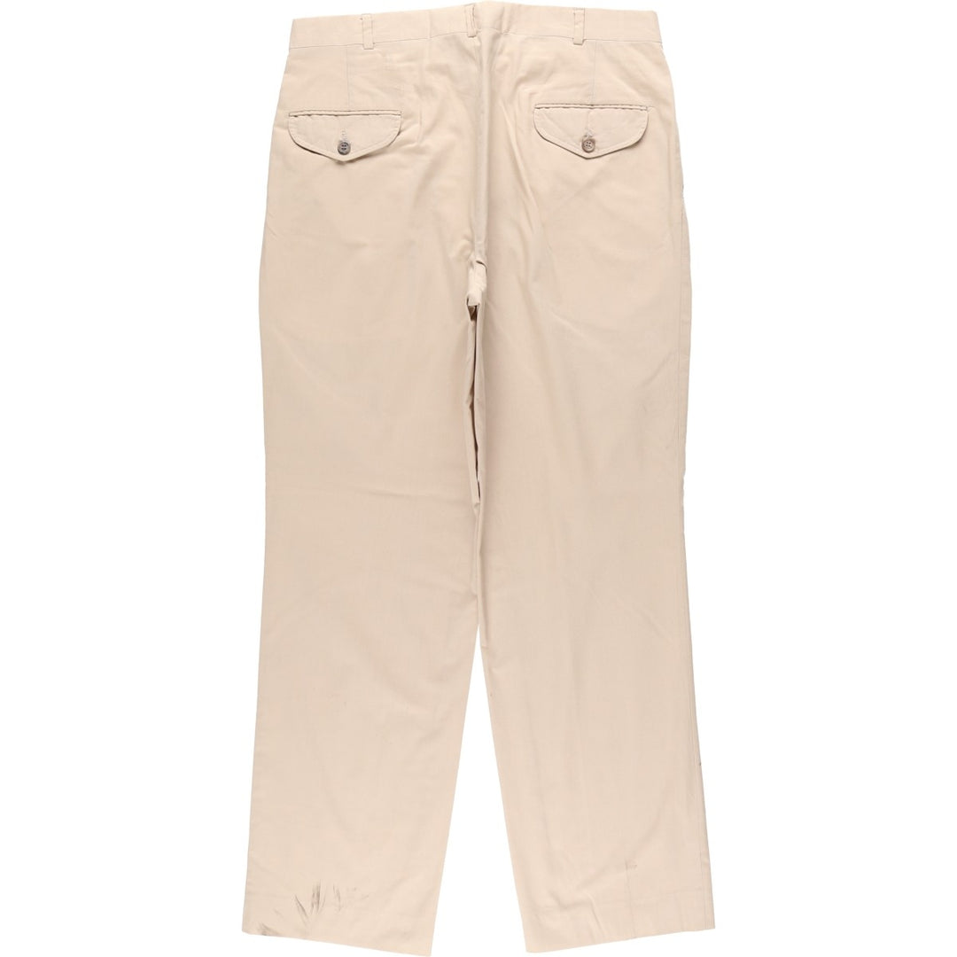 Vintage 80s-90'S LL Bean two-pleat cotton slacks, made in the USA, men's size W33 (approx.). cotton Beige type Vintage Second Hand