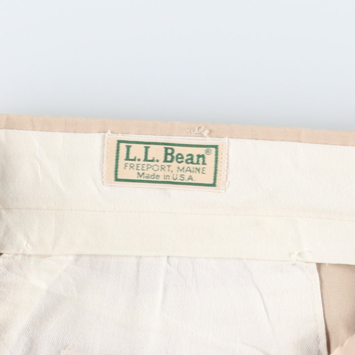 Vintage 80s-90'S LL Bean two-pleat cotton slacks, made in the USA, men's size W33 (approx.). cotton Beige type Vintage Second Hand