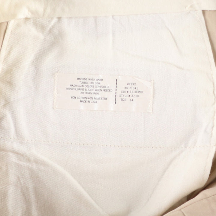 Vintage 80s-90'S LL Bean two-pleat cotton slacks, made in the USA, men's size W33 (approx.). cotton Beige type Vintage Second Hand