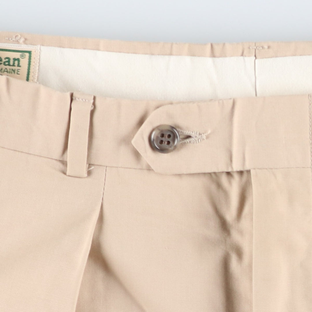 Vintage 80s-90'S LL Bean two-pleat cotton slacks, made in the USA, men's size W33 (approx.). cotton Beige type Vintage Second Hand