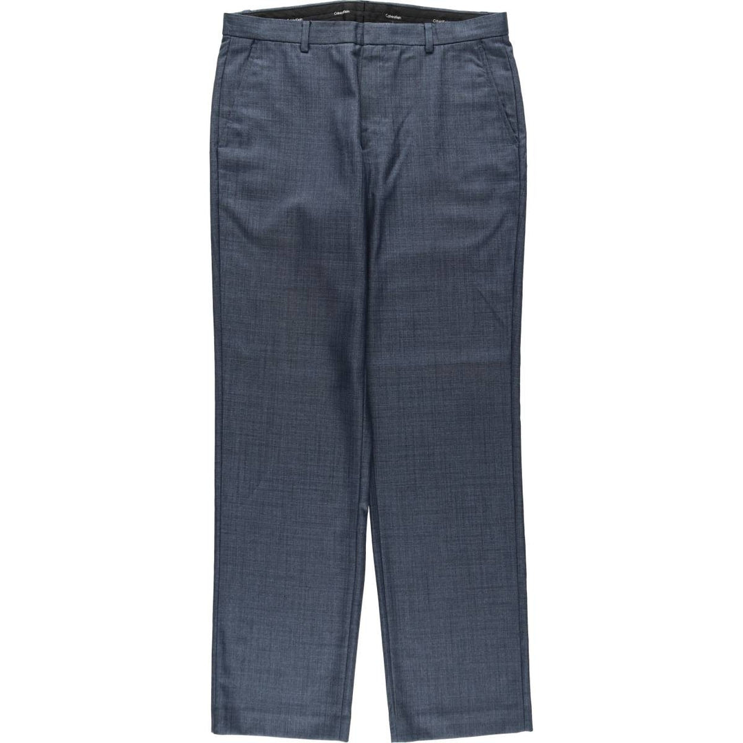 00s~ Calvin Klein slacks for men, size W34 polyester Navy blue Vintage Second Hand