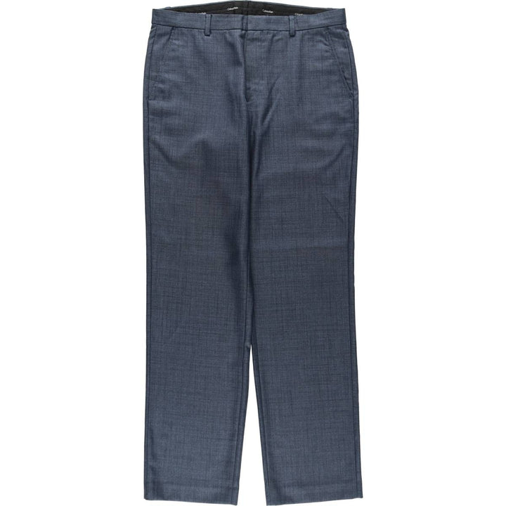 00s~ Calvin Klein slacks for men, size W34 polyester Navy blue Vintage Second Hand