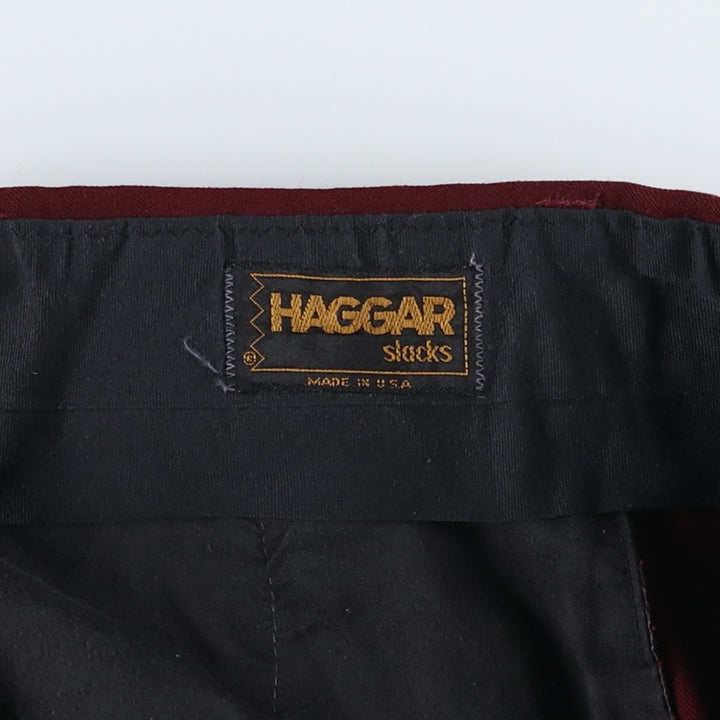 70'S Hagger slacks, flared pants, made in USA, men's size W31 equivalent, vintage. unclear wine-red Vintage Second Hand