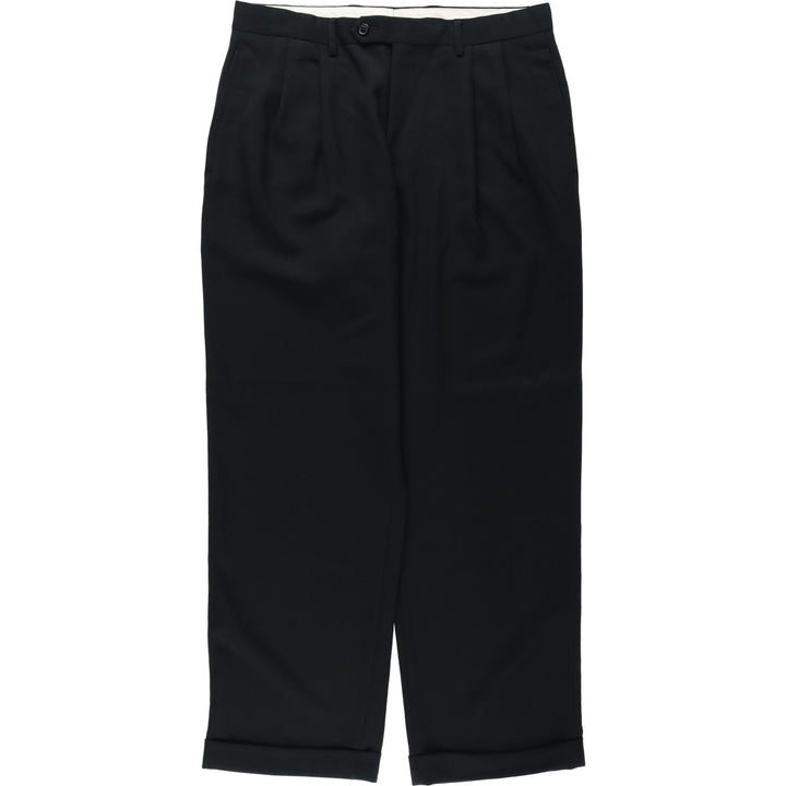Ralph Lauren LAUREN Two-pleat slacks for men, size W33 (approx.) polyester black type Vintage Second Hand
