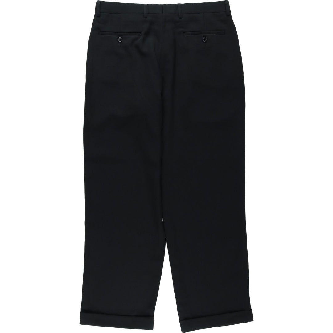 Ralph Lauren LAUREN Two-pleat slacks for men, size W33 (approx.) polyester black type Vintage Second Hand
