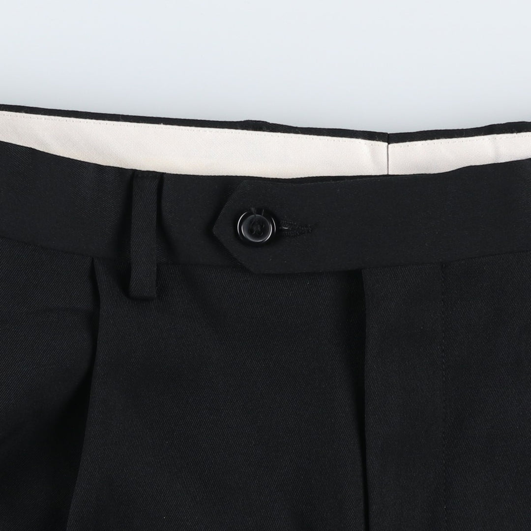 Ralph Lauren LAUREN Two-pleat slacks for men, size W33 (approx.) polyester black type Vintage Second Hand