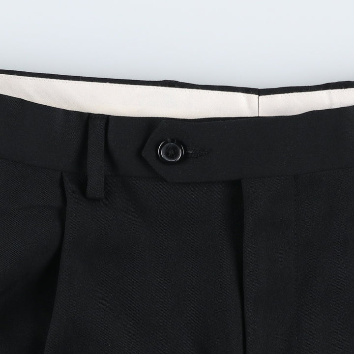 Ralph Lauren LAUREN Two-pleat slacks for men, size W33 (approx.) polyester black type Vintage Second Hand