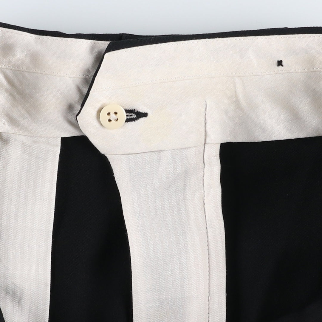 Ralph Lauren LAUREN Two-pleat slacks for men, size W33 (approx.) polyester black type Vintage Second Hand
