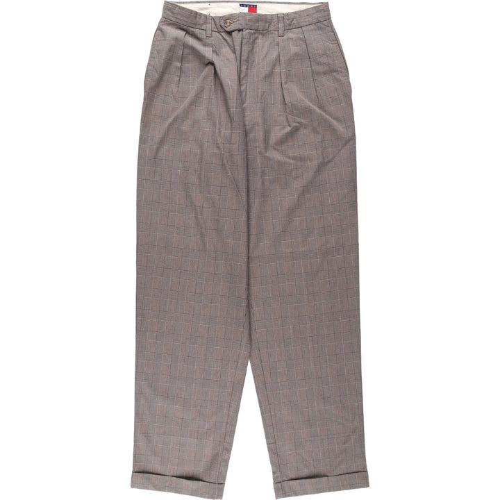 1990'S Tommy Hilfiger Gun Club Check Two-Pleat Cotton Slacks Pants, Men's Size W31 (approx.), Vintage cotton black type Vintage Second Hand