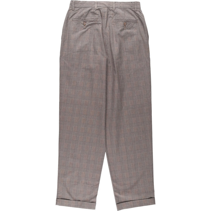 1990'S Tommy Hilfiger Gun Club Check Two-Pleat Cotton Slacks Pants, Men's Size W31 (approx.), Vintage cotton black type Vintage Second Hand