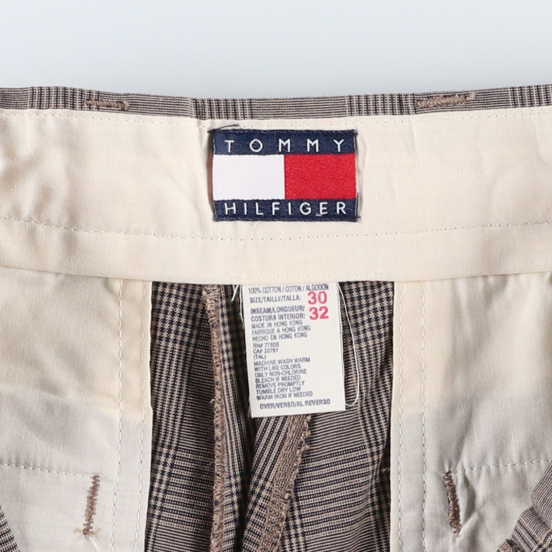 1990'S Tommy Hilfiger Gun Club Check Two-Pleat Cotton Slacks Pants, Men's Size W31 (approx.), Vintage cotton black type Vintage Second Hand