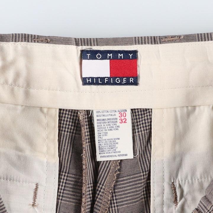 1990'S Tommy Hilfiger Gun Club Check Two-Pleat Cotton Slacks Pants, Men's Size W31 (approx.), Vintage cotton black type Vintage Second Hand