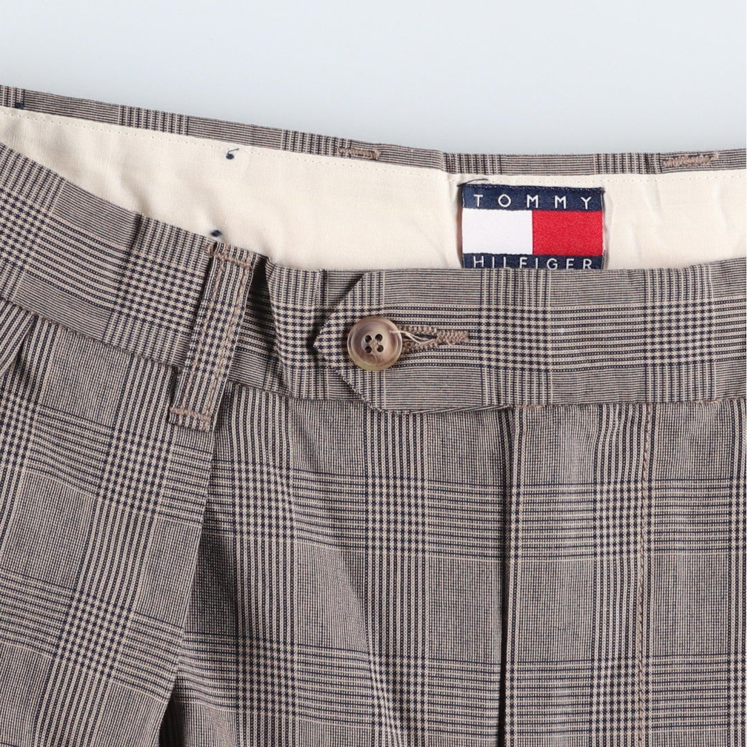 1990'S Tommy Hilfiger Gun Club Check Two-Pleat Cotton Slacks Pants, Men's Size W31 (approx.), Vintage cotton black type Vintage Second Hand