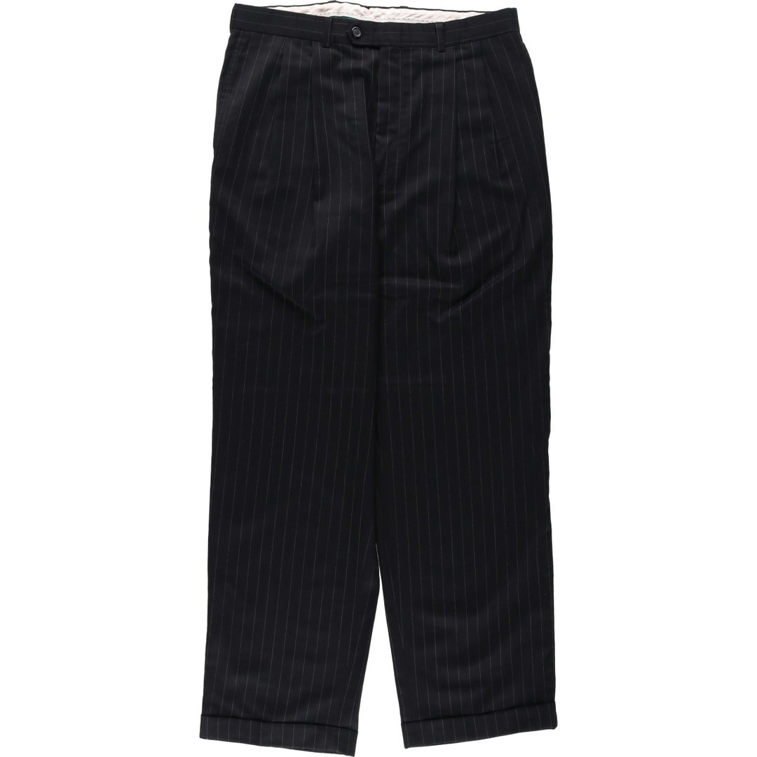 Ralph Lauren Total Comfort Stripe Pattern Two-Pleat Slacks Pants, Made in Canada, Men's Size W34 (approx.) unclear black type Vintage Second Hand