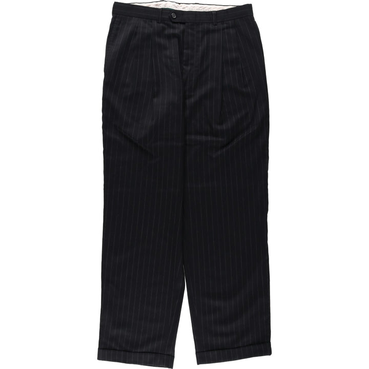 Ralph Lauren Total Comfort Stripe Pattern Two-Pleat Slacks Pants, Made in Canada, Men's Size W34 (approx.) unclear black type Vintage Second Hand