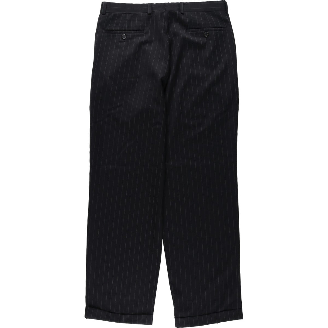 Ralph Lauren Total Comfort Stripe Pattern Two-Pleat Slacks Pants, Made in Canada, Men's Size W34 (approx.) unclear black type Vintage Second Hand