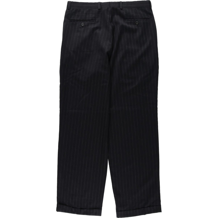 Ralph Lauren Total Comfort Stripe Pattern Two-Pleat Slacks Pants, Made in Canada, Men's Size W34 (approx.) unclear black type Vintage Second Hand