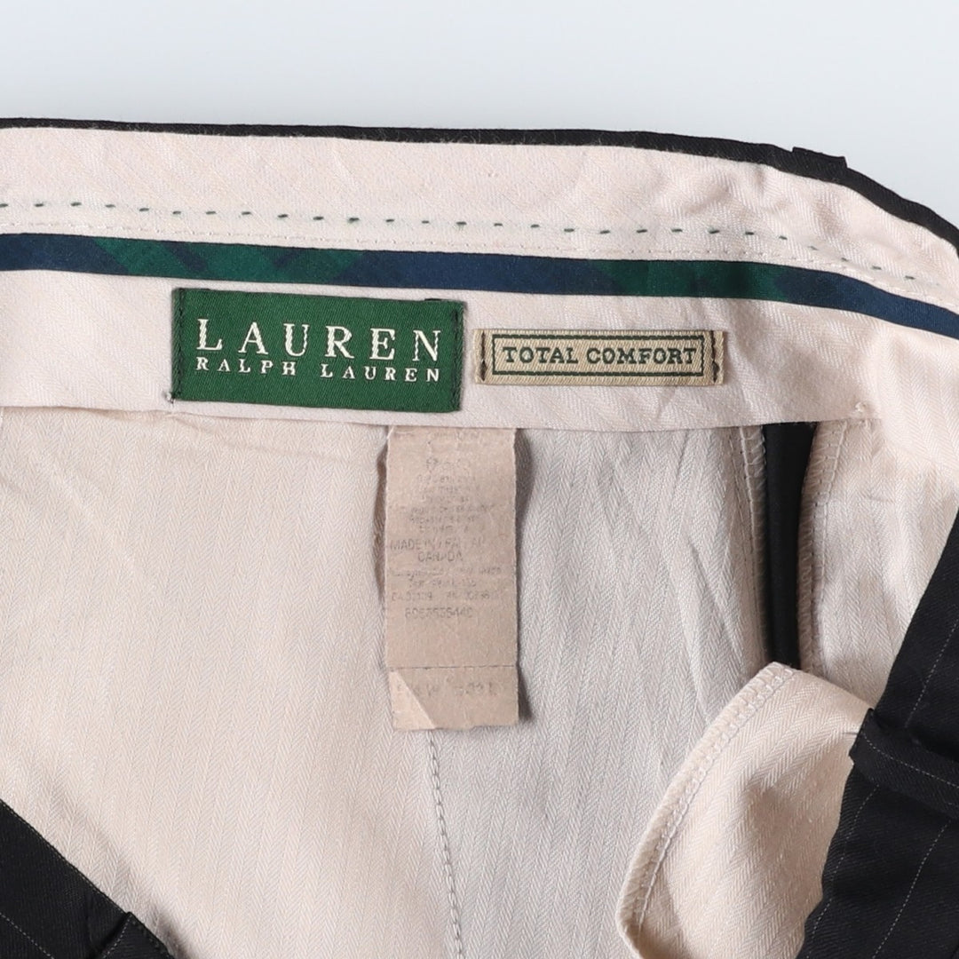 Ralph Lauren Total Comfort Stripe Pattern Two-Pleat Slacks Pants, Made in Canada, Men's Size W34 (approx.) unclear black type Vintage Second Hand
