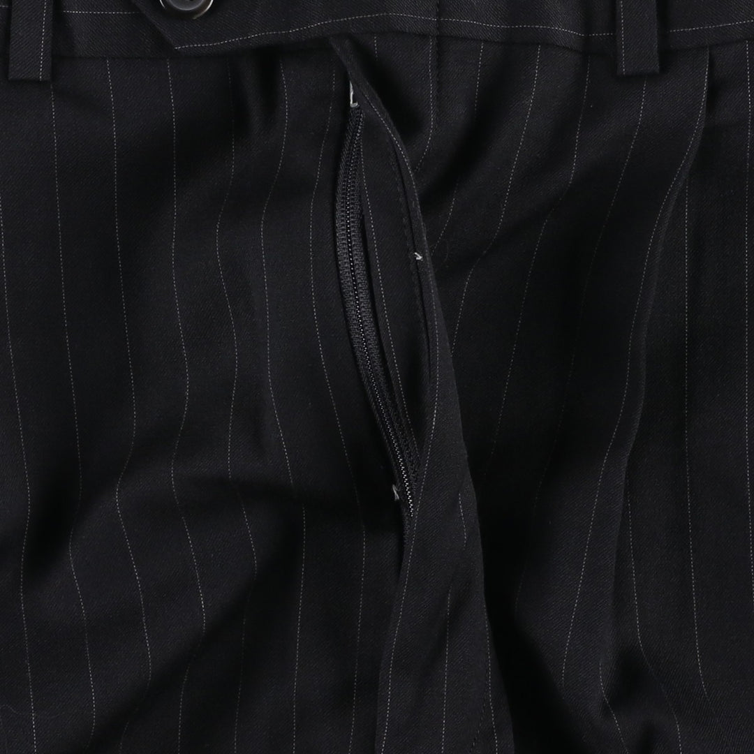 Ralph Lauren Total Comfort Stripe Pattern Two-Pleat Slacks Pants, Made in Canada, Men's Size W34 (approx.) unclear black type Vintage Second Hand