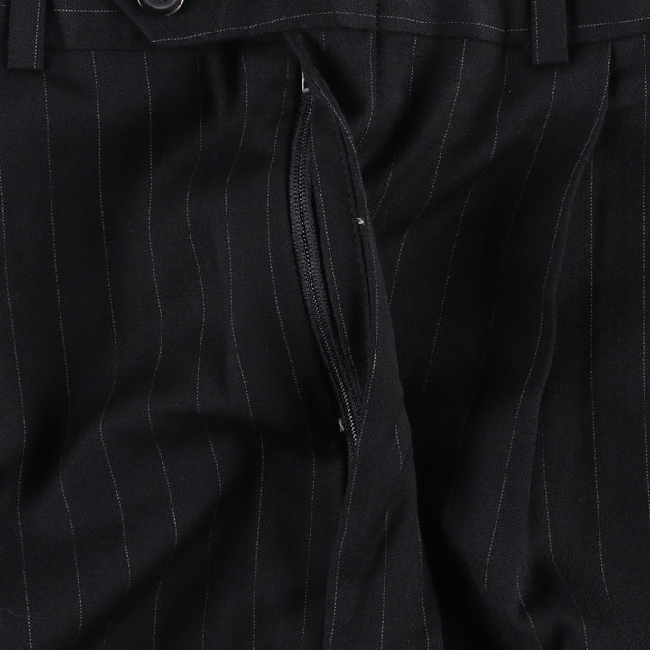 Ralph Lauren Total Comfort Stripe Pattern Two-Pleat Slacks Pants, Made in Canada, Men's Size W34 (approx.) unclear black type Vintage Second Hand