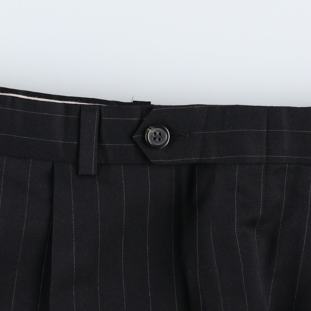Ralph Lauren Total Comfort Stripe Pattern Two-Pleat Slacks Pants, Made in Canada, Men's Size W34 (approx.) unclear black type Vintage Second Hand