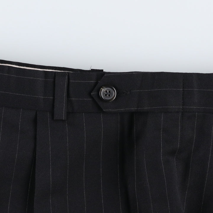 Ralph Lauren Total Comfort Stripe Pattern Two-Pleat Slacks Pants, Made in Canada, Men's Size W34 (approx.) unclear black type Vintage Second Hand