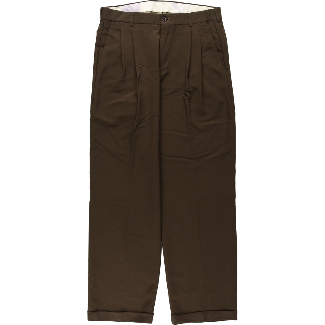 HAGGER Two-pleat slacks pants for men, equivalent to size W32. polyester brown type Vintage Second Hand