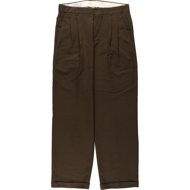 HAGGER Two-pleat slacks pants for men, equivalent to size W32. polyester brown type Vintage Second Hand