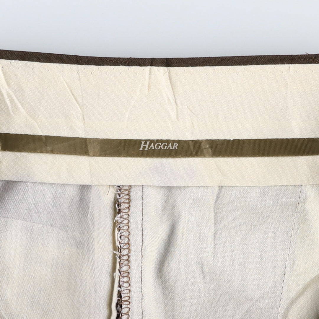 HAGGER Two-pleat slacks pants for men, equivalent to size W32. polyester brown type Vintage Second Hand