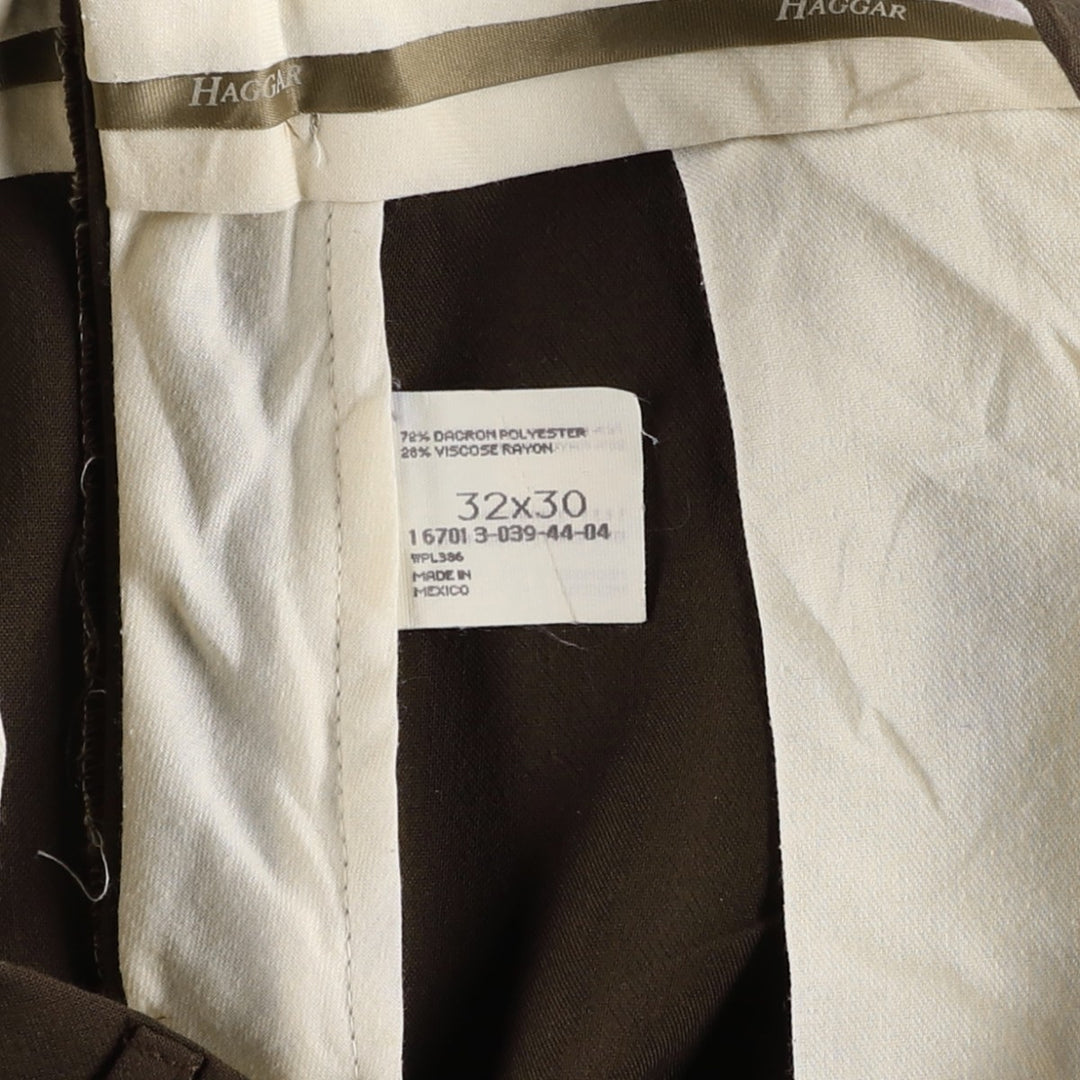 HAGGER Two-pleat slacks pants for men, equivalent to size W32. polyester brown type Vintage Second Hand