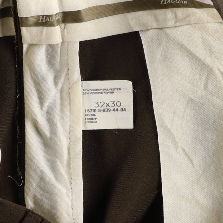 HAGGER Two-pleat slacks pants for men, equivalent to size W32. polyester brown type Vintage Second Hand