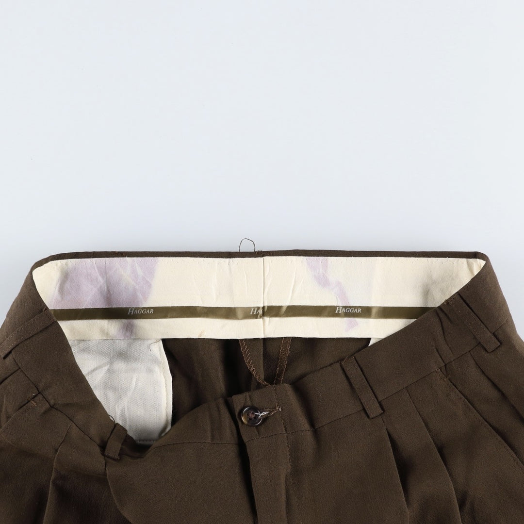 HAGGER Two-pleat slacks pants for men, equivalent to size W32. polyester brown type Vintage Second Hand