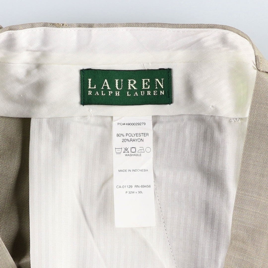 Ralph Lauren LAUREN Lauren Two-pleat slacks pants for men, equivalent to W32 polyester Beige type Vintage Second Hand
