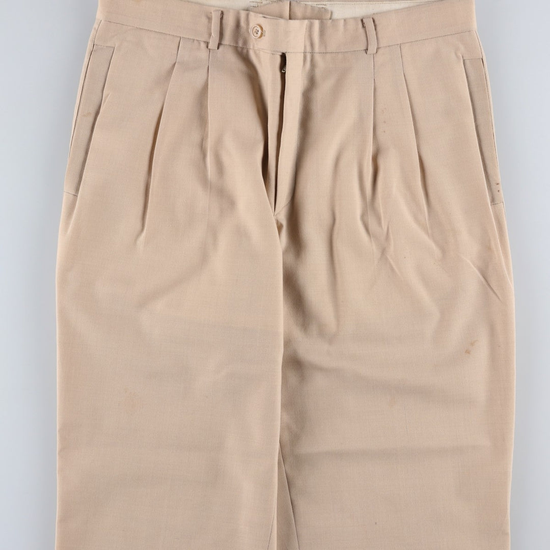 Two-pleat slacks for men (approximately W32) unclear Beige type Vintage Second Hand