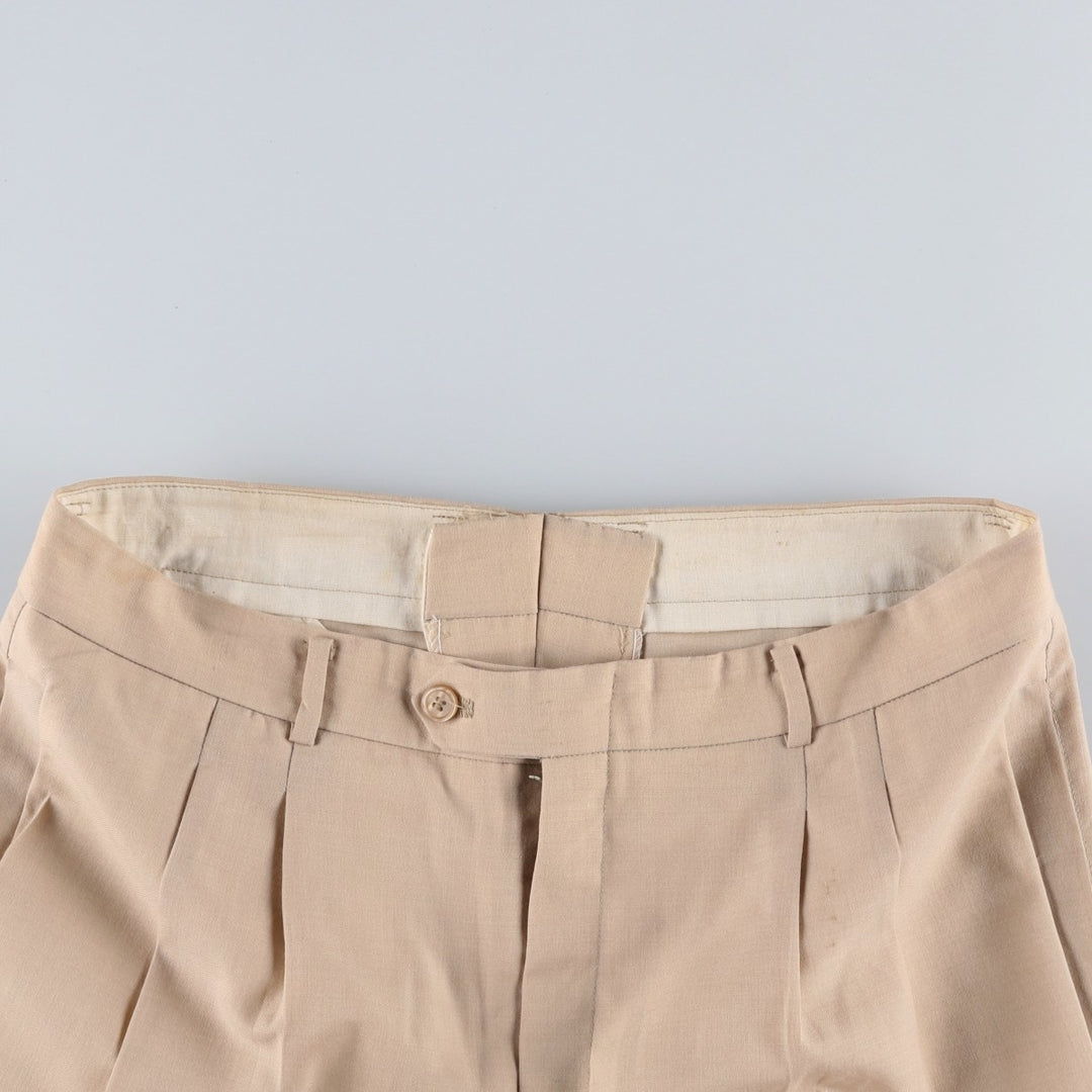 Two-pleat slacks for men (approximately W32) unclear Beige type Vintage Second Hand