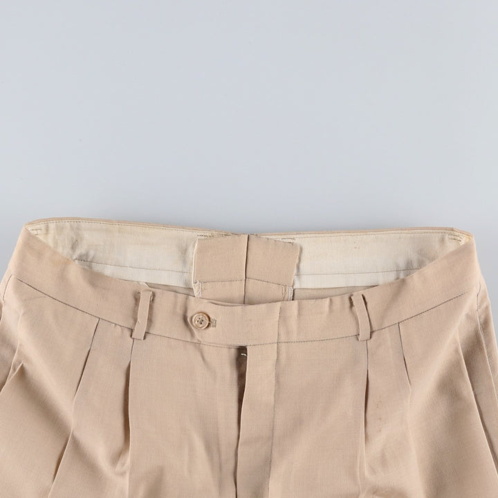 Two-pleat slacks for men (approximately W32) unclear Beige type Vintage Second Hand