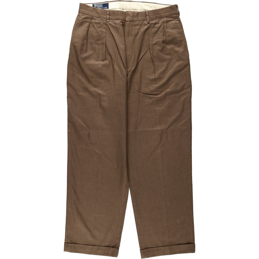 Ralph Lauren POLO by Ralph Lauren Two-pleat cotton slacks pants for men, size W32 cotton brown type Vintage Second Hand