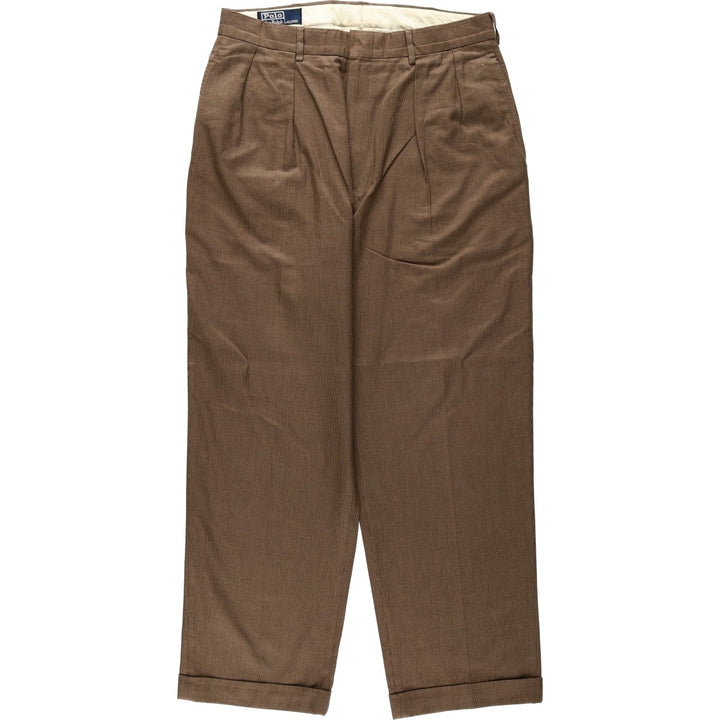 Ralph Lauren POLO by Ralph Lauren Two-pleat cotton slacks pants for men, size W32 cotton brown type Vintage Second Hand