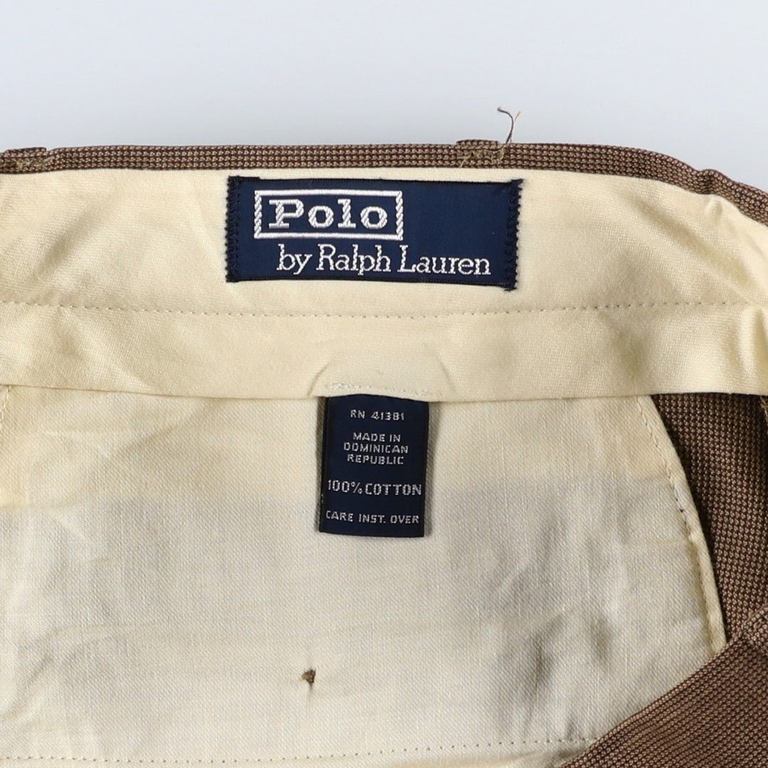 Ralph Lauren POLO by Ralph Lauren Two-pleat cotton slacks pants for men, size W32 cotton brown type Vintage Second Hand