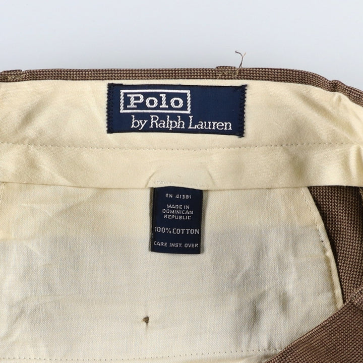 Ralph Lauren POLO by Ralph Lauren Two-pleat cotton slacks pants for men, size W32 cotton brown type Vintage Second Hand