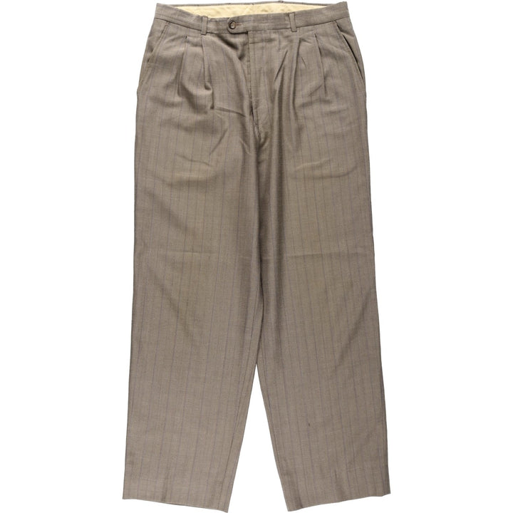 Stripe Pattern Two-pleat Slacks Pants Men's W32 Vintage unclear Charcoal Vintage Second Hand