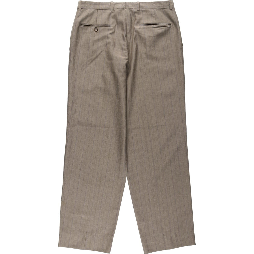 Stripe Pattern Two-pleat Slacks Pants Men's W32 Vintage unclear Charcoal Vintage Second Hand