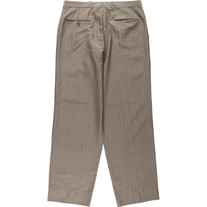Stripe Pattern Two-pleat Slacks Pants Men's W32 Vintage unclear Charcoal Vintage Second Hand