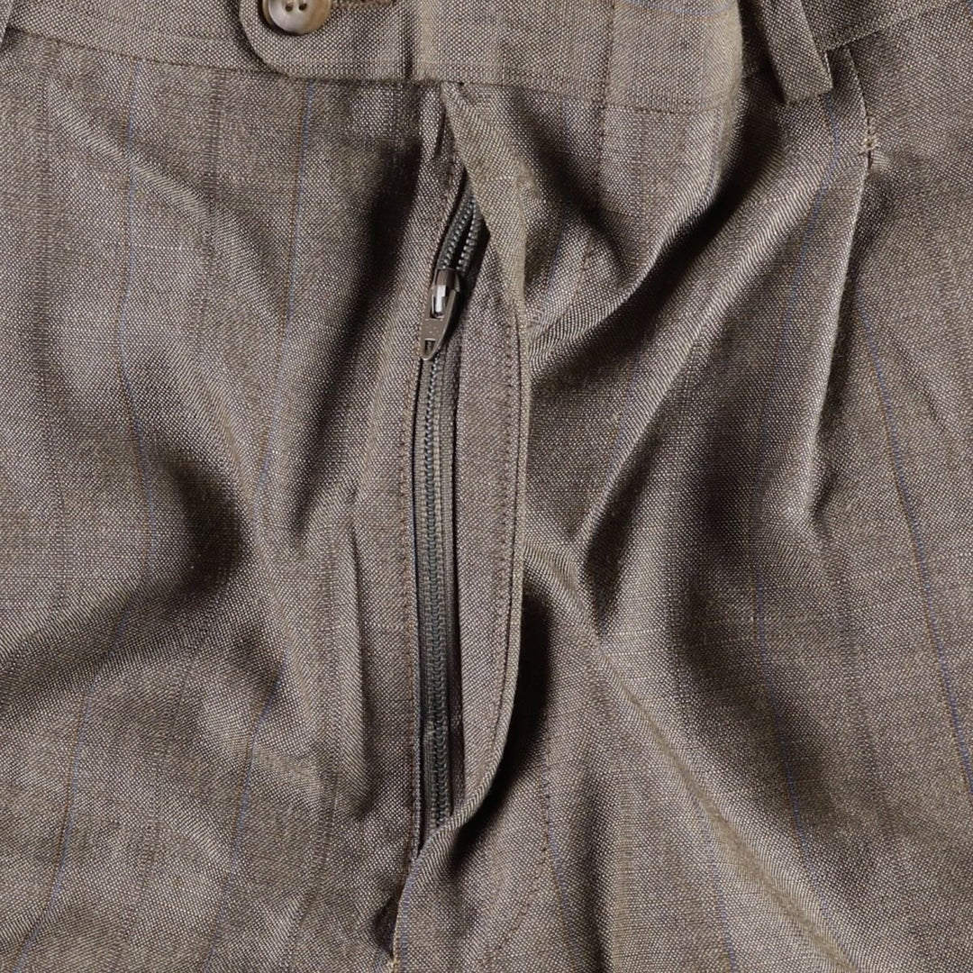 Stripe Pattern Two-pleat Slacks Pants Men's W32 Vintage unclear Charcoal Vintage Second Hand