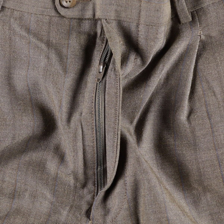 Stripe Pattern Two-pleat Slacks Pants Men's W32 Vintage unclear Charcoal Vintage Second Hand