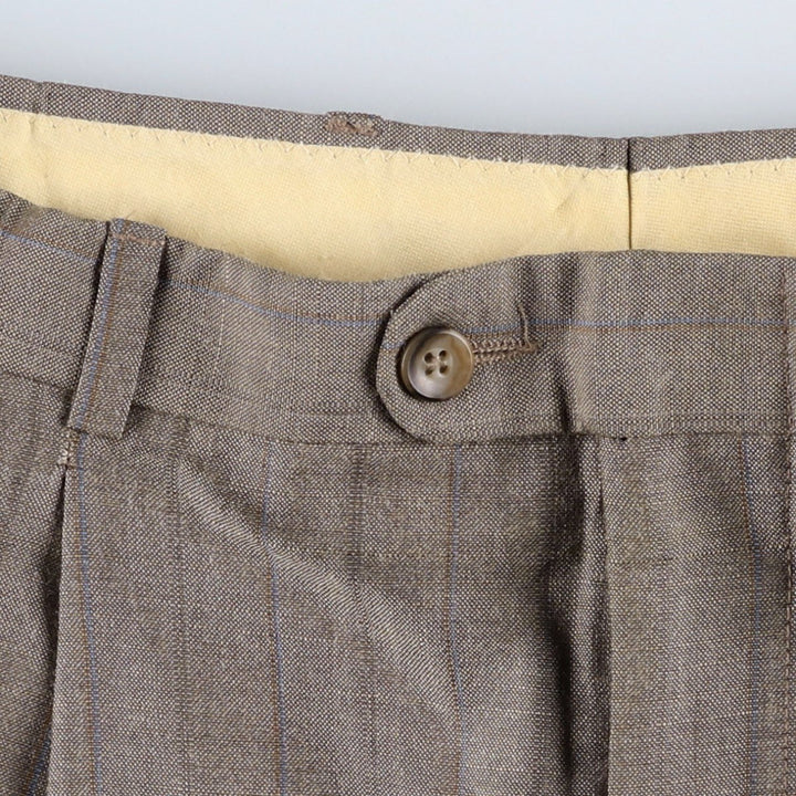 Stripe Pattern Two-pleat Slacks Pants Men's W32 Vintage unclear Charcoal Vintage Second Hand