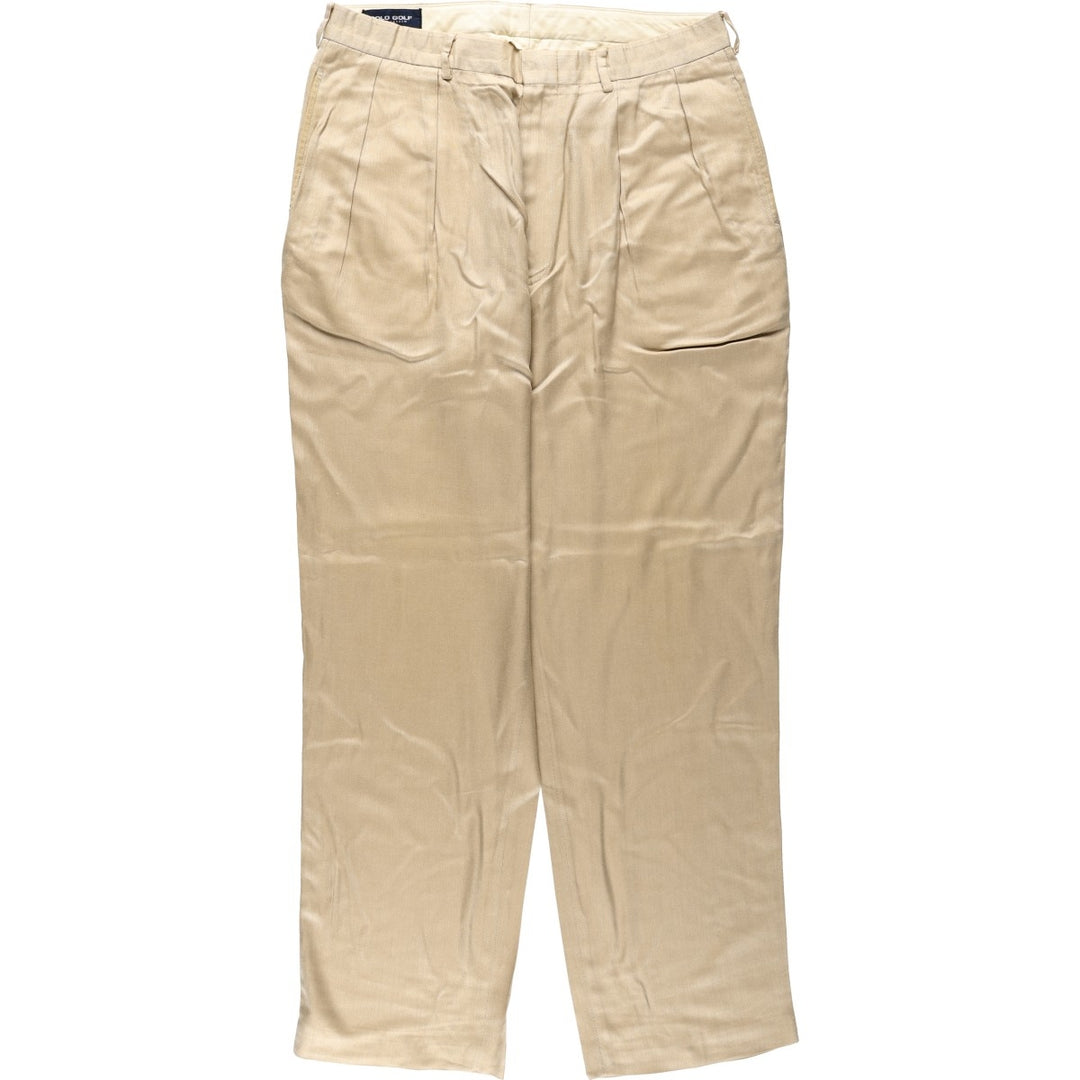 Ralph Lauren POLO GOLF two-pleat slacks, men's size W35 Rayon Beige type Vintage Second Hand