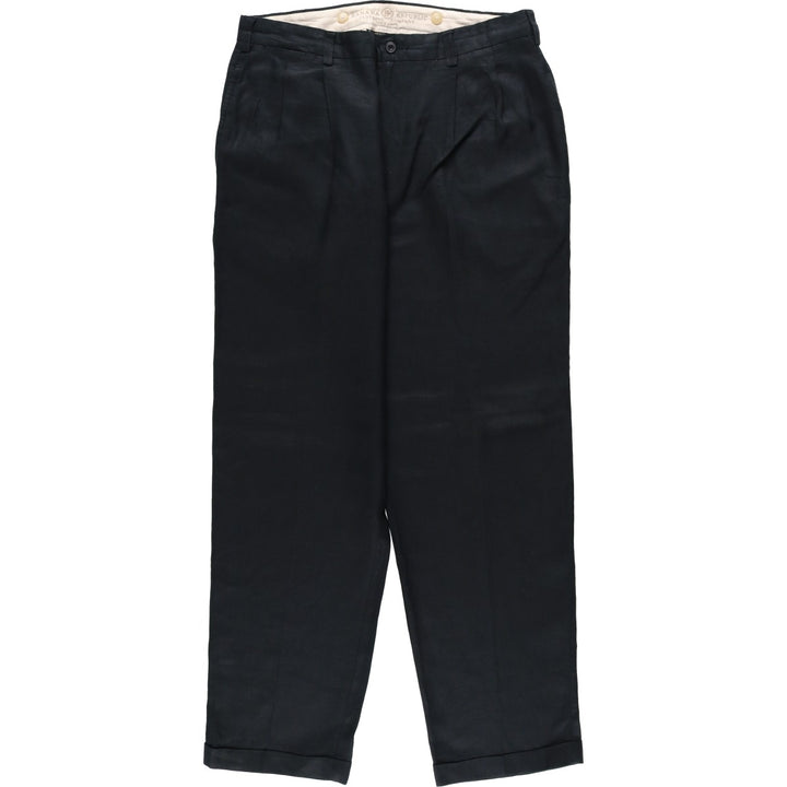 Banana Republic two-pleat linen trousers, men's size W34 (approx.) linen black type Vintage Second Hand
